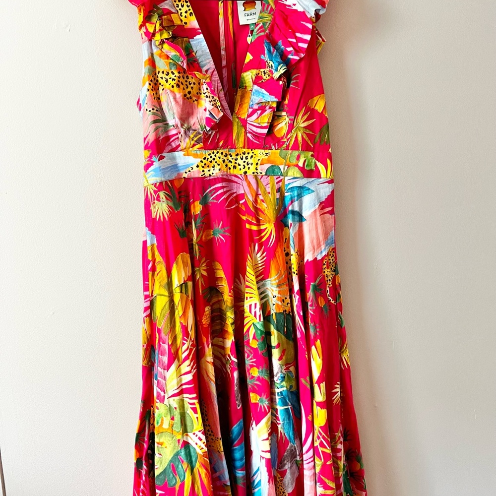 FARM Rio Vibrant Tropical Print Midi Dress